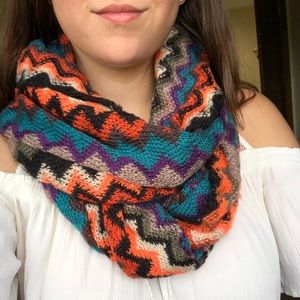 Chevron Infinity Scarf (orange brown blue purple)